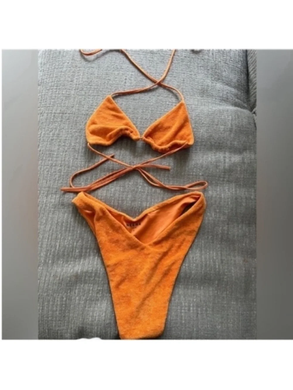 Oh Polly Orange Tie-String Triangle Bikini